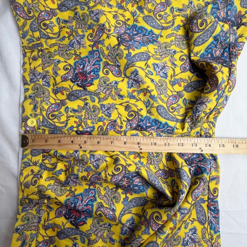 Hreski Golf Shorts Mens 44 Yellow Paisley Performance Stretch Flat Front